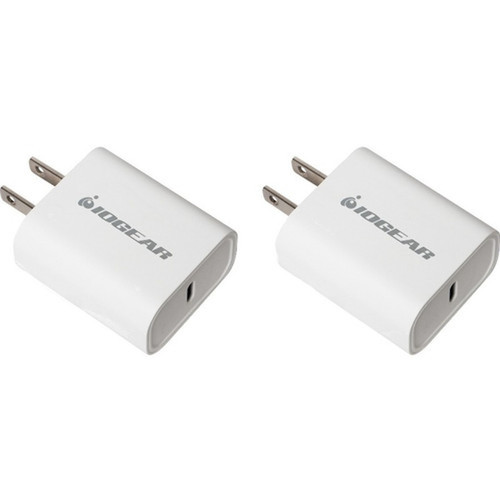 IOGEAR GearPower Compact USB-C 20W Charger 2 Pack - 2 Pack - 20 W - 5 V DC3 A 9 V DC 12 V DC Output GPAWC20W2P