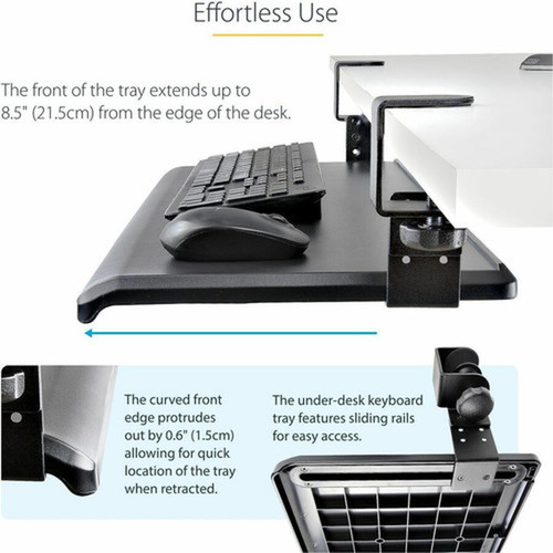 Under Desk Keyboard Tray Clamp on Keyboard Holder Up to 12kg265lb Height Adjustable Ergonomic Sliding Keyboard Drawer - Sliding KEYBOARD-TRAY-CLAMP1