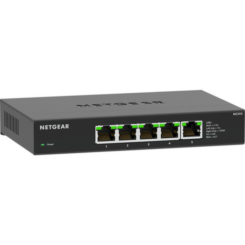 Netgear 5-Port Multi-Gigabit 25G Ethernet Unmanaged Switch - 5 Ports - 25 Gigabit Ethernet - 25GBase-T - 2 Layer Supported - 924 MS305-100NAS