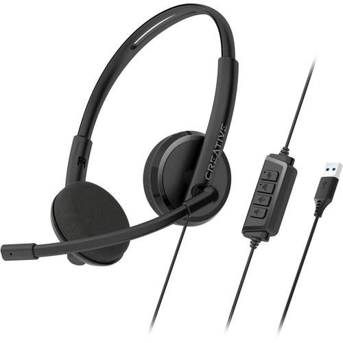 Creative HS-220 USB Headset with Noise-Cancelling Mic and Inline Remote - Stereo - USB Type A - Wired - 100 Hz - 20 kHz - - Binaural - (Fleet Network)