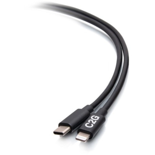 C2G 10ft USB-C Male to Lightning Male Sync and Charging Cable - Black - 10 ft Lightning/USB-C Data Transfer Cable for iPhone, iPad, - (Fleet Network)