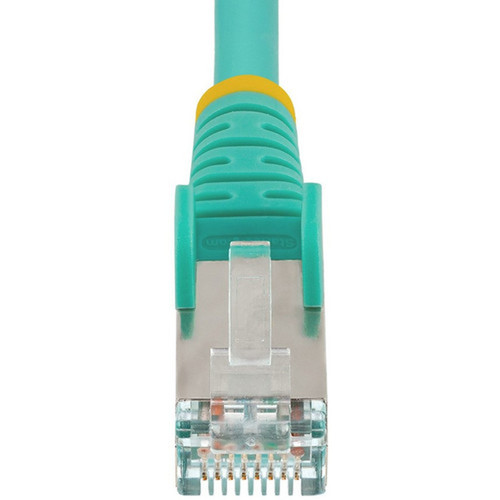 StarTechcom 3ft CAT6a Ethernet Cable Aqua Low Smoke Zero Halogen LSZH 10 GbE 100W PoE SFTP Snagless RJ-45 Network Patch Cord - - NLAQ-3F-CAT6A-PATCH