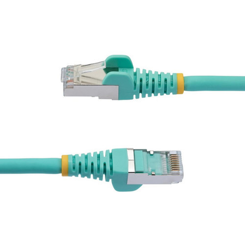 StarTechcom 8ft CAT6a Ethernet Cable Aqua Low Smoke Zero Halogen LSZH 10 GbE 100W PoE SFTP Snagless RJ-45 Network Patch Cord - - NLAQ-8F-CAT6A-PATCH