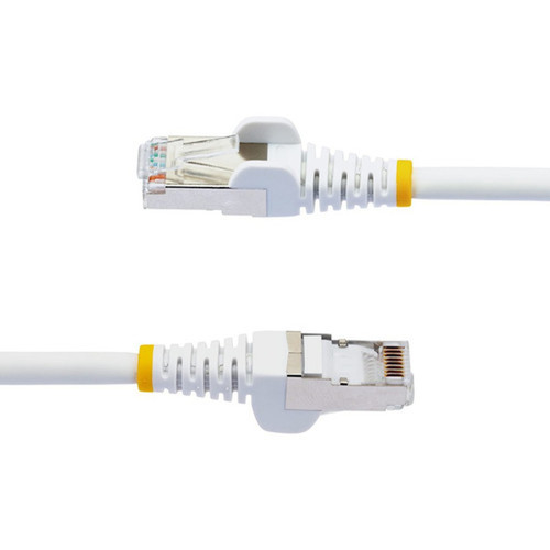 StarTechcom 8ft CAT6a Ethernet Cable White Low Smoke Zero Halogen LSZH 10 GbE 100W PoE SFTP Snagless RJ-45 Network Patch Cord - - NLWH-8F-CAT6A-PATCH