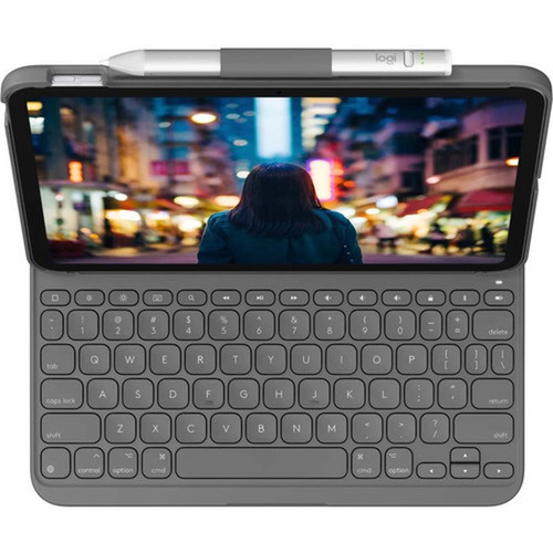 Logitech Slim Folio Carrying Case for 109 Apple Logitech iPad 10th Generation Tablet - Oxford Gray - Bump Resistant Scratch - - 920-011368