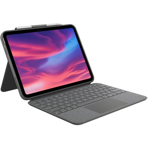 Logitech Combo Touch Keyboard/Cover Case (Folio) for 10.9" Apple, Logitech iPad (10th Generation) Tablet, Apple Pencil, Stylus - Gray (Fleet Network)