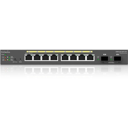 EnGenius EWS2910P-FIT Ethernet Switch - 8 Ports - Manageable - Gigabit Ethernet - 101001000Base-T 1000Base-X - 2 Layer Supported - EWS2910P-FIT
