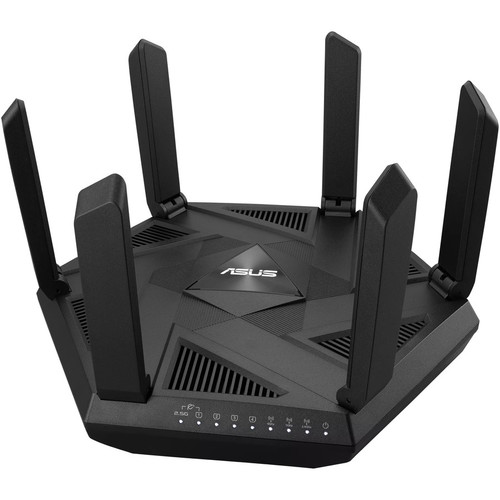 Asus RT-AXE7800 Wi-Fi 6E IEEE 802.11ax Ethernet Wireless Router - Tri Band - 2.40 GHz ISM Band - 6 GHz UNII Band - 6 x Antenna(6 x - - (Fleet Network)