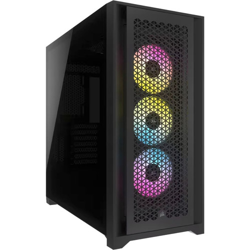 Corsair iCUE Computer Case - Mid-tower - Black - Tempered Glass, Steel, Plastic - 6 x Bay - 3 x 4.72" (120 mm) x Fan(s) Installed - - (Fleet Network)