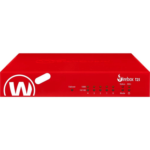 WatchGuard Firebox T25 Network Security/Firewall Appliance - Intrusion Prevention - 5 Port - 10/100/1000Base-T - Gigabit Ethernet - - (Fleet Network)