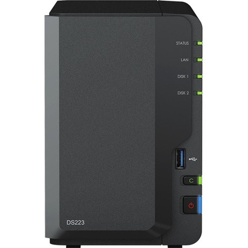 Synology DiskStation DS223 SANNAS Storage System - 1 x Realtek RTD1619 Quad-core 4 Core 170 GHz - 2 x HDD Supported - 0 x HDD - 2 DS223