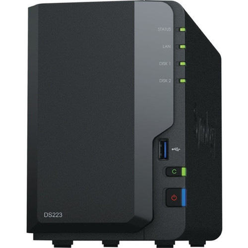 Synology DiskStation DS223 SANNAS Storage System - 1 x Realtek RTD1619 Quad-core 4 Core 170 GHz - 2 x HDD Supported - 0 x HDD - 2 DS223