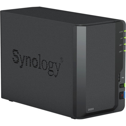 Synology DiskStation DS223 SANNAS Storage System - 1 x Realtek RTD1619 Quad-core 4 Core 170 GHz - 2 x HDD Supported - 0 x HDD - 2 DS223