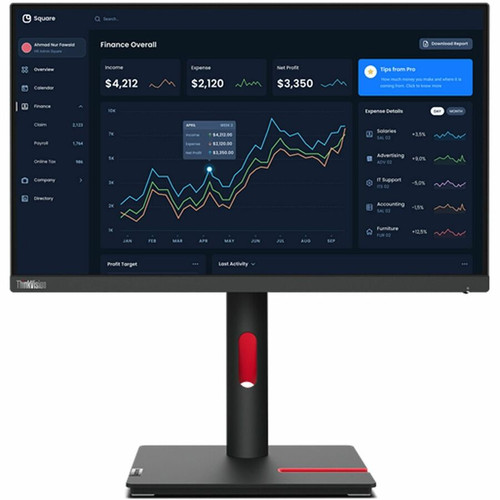 Lenovo ThinkVision T22i-30 21.5" Full HD LCD Monitor - 16:9 - Raven Black - 22" (558.80 mm) Class - In-plane Switching (IPS) - WLED - (Fleet Network)