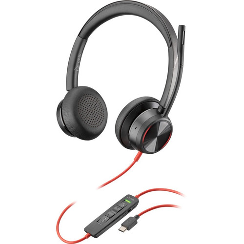 Poly Blackwire 8225 USB-C Headset - Stereo - USB Type C - Wired - 32 Ohm - 20 Hz - 20 kHz - On-ear - Binaural - Open - 7.2 ft Cable - (Fleet Network)