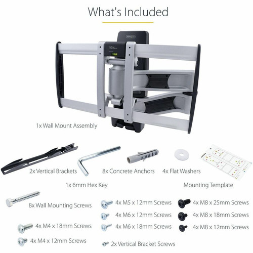 StarTech.com Articulating TV Wall Mount, VESA Wall Mount TV Bracket for 65 inch/99lb/Curved TVs, Corner Adjustable Low Profile Wall - (Fleet Network)