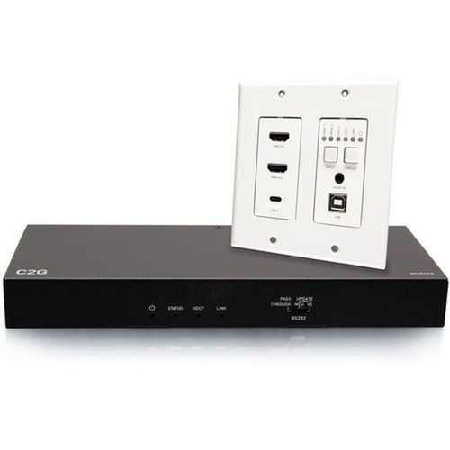 C2G HDMI HDBaseT  USB C  USB B to A over Cat Wall Plate TX  Receiver Box - 2 Input Device - 1 Output Device - 230 ft 70104 mm - 1 C2G31020