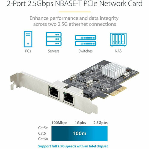 StarTechcom 2-Port 25GBase-T Ethernet Network Adapter Card - PCIe 20 x2 - Dual-port 25Gbps interface NIC PCIe network card w - - PR22GI-NETWORK-CARD