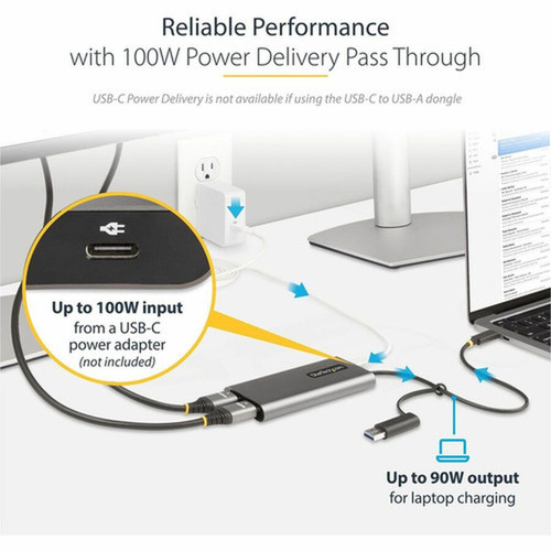 StarTechcom USB-C to Dual-HDMI Adapter USB-CA to 2x HDMI 4K 60Hz 100W PD Pass-Through 1ft30cm Built-in Cable USB to HDMI - 1 - 109B-USBC-HDMI
