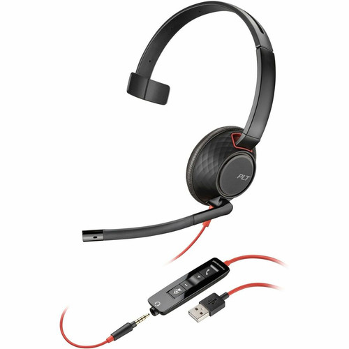 Poly Blackwire 5210 Headset - Mono - USB Type C, USB, Mini-phone (3.5mm) - Wired - 20 Hz - 20 kHz - On-ear - Monaural - Supra-aural - (Fleet Network)