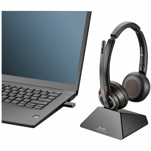 Poly Savi 8220 UC Microsoft Teams Certified DECT 1920-1930 MHz USB-A Headset - Stereo - Wireless - BluetoothDECT - 5906 ft - 20 Hz - 77Y82AAABA