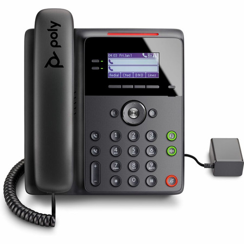 Poly Edge B20 IP Phone - Corded - Corded - Desktop, Wall Mountable - Black - VoIP - 2 x Network (RJ-45) - PoE Ports (Fleet Network)