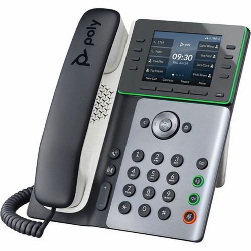 Poly Edge E350 IP Phone - Corded - CordedCordless - Wi-Fi Bluetooth - Desktop Wall Mountable - Black - TAA Compliant - VoIP - IEEE 82M89AA