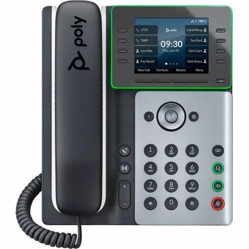 Poly Edge E350 IP Phone - Corded - CordedCordless - Wi-Fi Bluetooth - Desktop Wall Mountable - Black - TAA Compliant - VoIP - IEEE 82M89AA