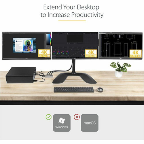 StarTechcom 3-Port MST Hub DisplayPort to Triple 4K 60Hz HDMI DP 14 Multi-Monitor Adapter Windows Only - DisplayPort to MST Hub MST14DP123HD