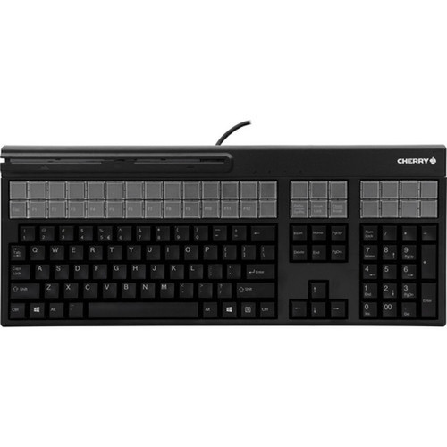 CHERRY LPOS QWERTY Keyboard - 131 Keys - QWERTY Layout - 42 Relegendable Keys - Magnetic Stripe Reader - USB - Black G86-71410EUADAA
