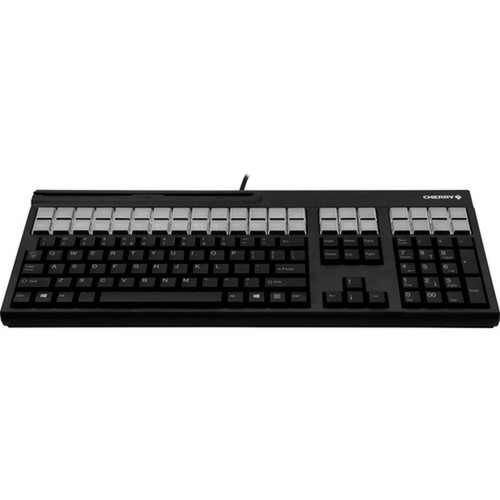 CHERRY LPOS QWERTY Keyboard - 131 Keys - QWERTY Layout - 42 Relegendable Keys - Magnetic Stripe Reader - USB - Black G86-71410EUADAA