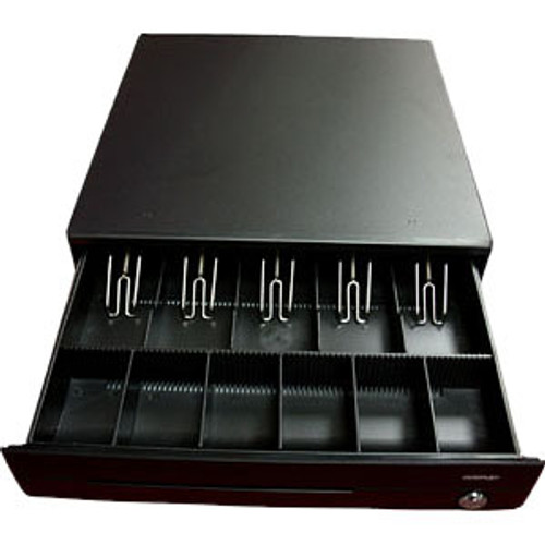 Posiflex CR-3100 Cash Drawer - 5 Bill - 6 Coin - 3 Lock PositionPrinter Driven - Black - 3.50" (88.90 mm) Height x 15.70" (398.78 mm) (Fleet Network)