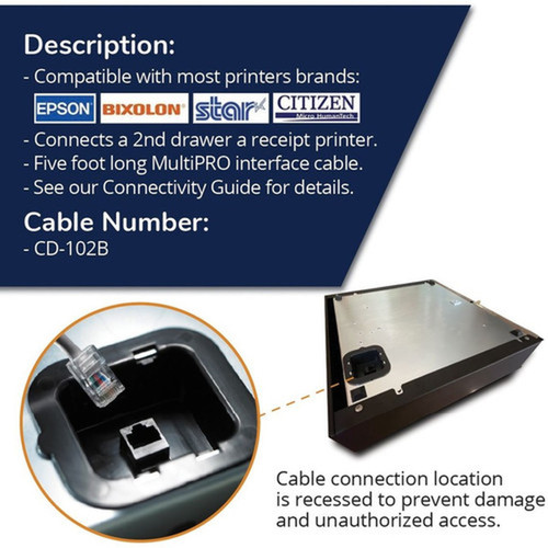 apg Printer Interface Cable  CD-102B Cable for Cash Drawer to Printer  1 x RJ-12 Male - 1 x RJ-45 Male  Connects to TPG and Ithaca CD-102B