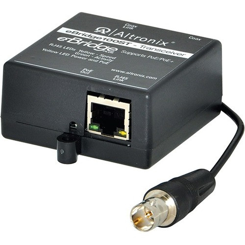 Altronix EoC and PoE/PoE+ Transceiver - Network (RJ-45) - 1x PoE+ (RJ-45) Ports - Fast Ethernet - 10/100Base-TX - 1640.4 ft - PoE+ (Fleet Network)