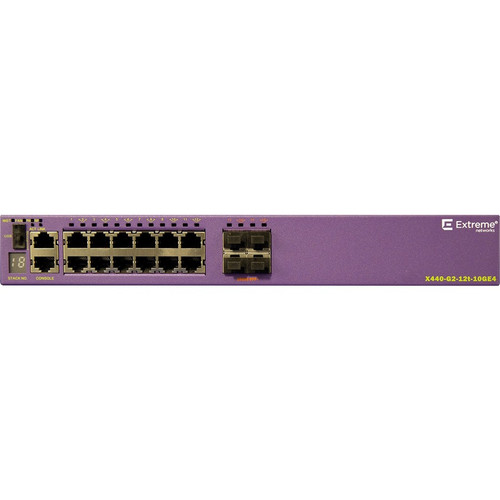 Extreme Networks X440-G2-12t-10GE4 Ethernet Switch - 12 Ports - Manageable - Gigabit Ethernet - 10/100/1000Base-T, 1000Base-X - 3 - - (Fleet Network)