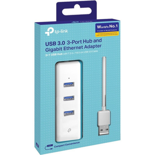 TP-Link USB 30 3-Port Hub  Gigabit Ethernet Adapter 2 in 1 USB Adapter - USB 30 Type A - 5 GBs Data Transfer Rate RTL8153 - 1 - 1 UE330