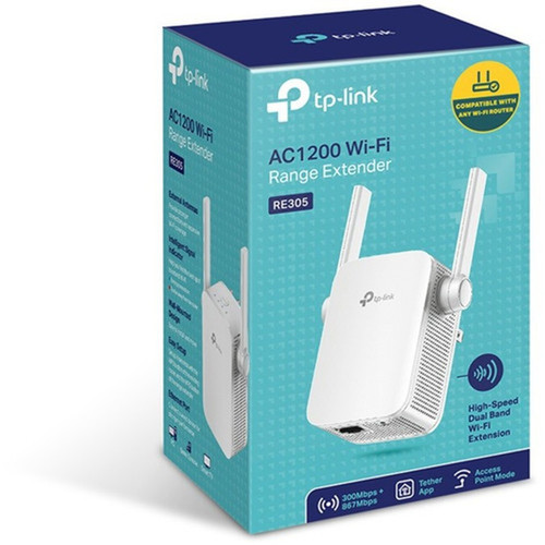 TP-Link RE305 Dual Band IEEE 80211ac 117 Gbits Wireless Range Extender - 240 GHz 5 GHz - External - 1 x Network RJ-45 - Fast - RE305