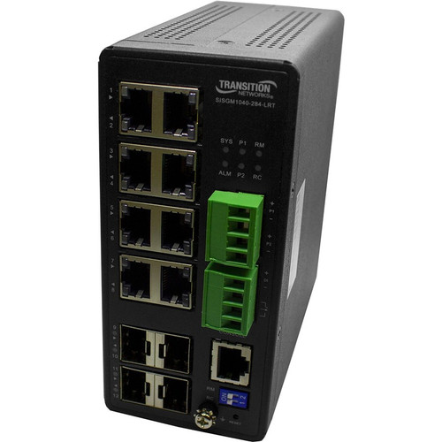 Transition Networks Managed Hardened Gigabit Ethernet Switch - 8 Ports - Manageable - 4 Layer Supported - Modular - 4 SFP Slots - - - (Fleet Network)