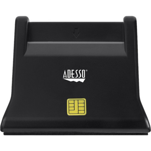 Adesso Desktop Smart Card Reader - Contact - Cable - USB 20 - Black - TAA Compliant SCR-300