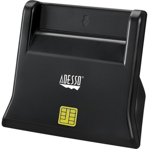Adesso Desktop Smart Card Reader - Contact - Cable - USB 20 - Black - TAA Compliant SCR-300