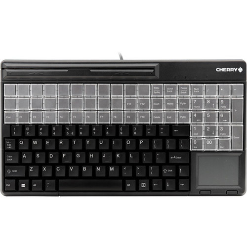 CHERRY Compact USB Keyboard With Magnetic Card Terminal and Touchpad - 123 Keys - QWERTY Layout - 60 Relegendable Keys - Magnetic - - G86-61411EUADAA