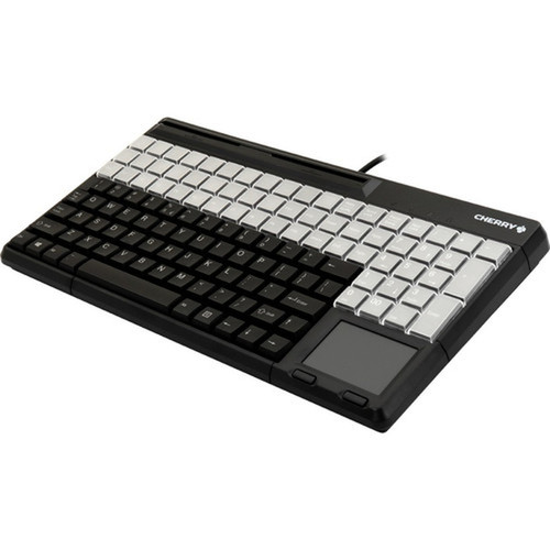 CHERRY Compact USB Keyboard With Magnetic Card Terminal and Touchpad - 123 Keys - QWERTY Layout - 60 Relegendable Keys - Magnetic - - G86-61411EUADAA