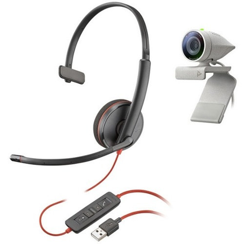 Poly Studio P5 with Blackwire 3210 Professional Webcam and Single-Ear Headset Kit (Fleet Network)