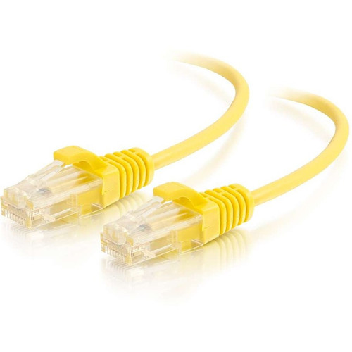 C2G 1ft Cat6 Slim Snagless Unshielded (UTP) Ethernet Cable - Yellow - 1 ft Category 6 Network Cable for Network Device - First End: 1 (Fleet Network)