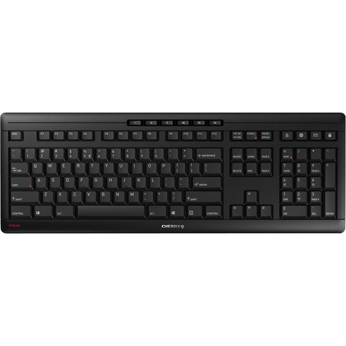 CHERRY STREAM Keyboard Wireless - Wireless Connectivity - 32.81 ft (10000 mm) - 2.40 GHz - 104 Key - 10 MS Office, Volume Up, Volume - (Fleet Network)