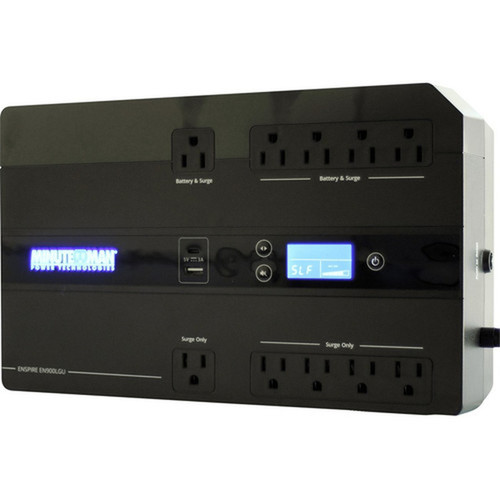 Minuteman Enspire-G EN900LGU 900VA CompactDesktopFloorWall Mountable UPS - CompactDesktopFloorWall Mountable - 3 Minute Stand-by EN900LGU