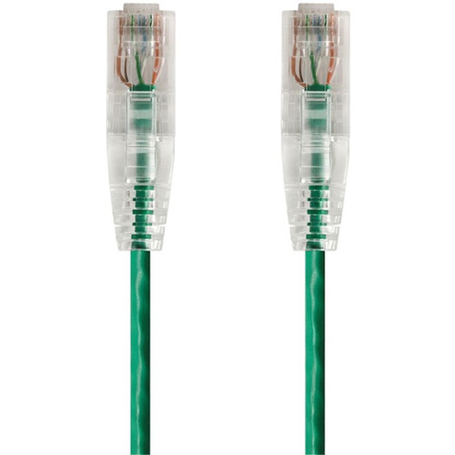 Monoprice SlimRun Cat6 28AWG UTP Ethernet Network Cable, 3ft Green - 3 ft Category 6 Network Cable for Network Device - First End: 1 x (Fleet Network)