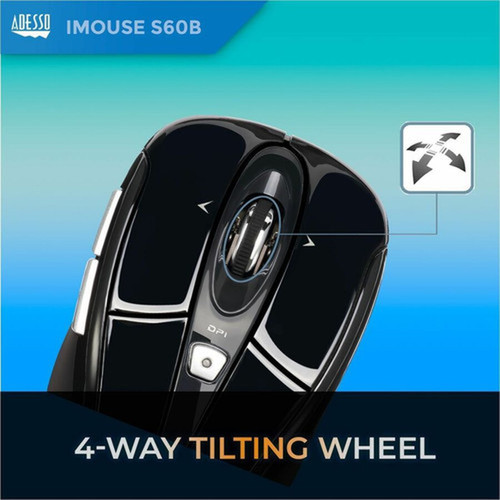 Adesso iMouse S60B - 24 GHz Wireless Programmable Nano Mouse - Optical - Wireless - Radio Frequency - 240 GHz - Black - USB - 1600 - IMOUSE S60B