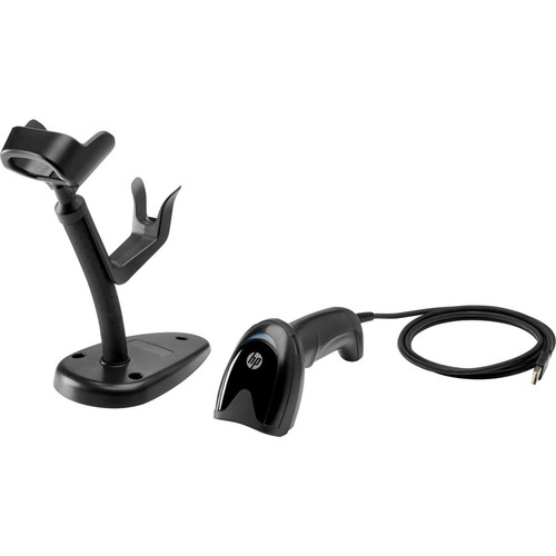 HP Engage Imaging Barcode Scanner II - Cable Connectivity - 1D, 2D - Imager - Omni-directional - USB - Black - Stand Included - IP52 - (Fleet Network)
