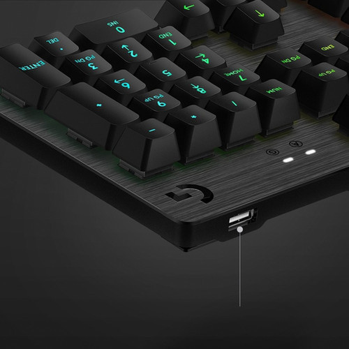 Logitech G512 RGB Mechanical Gaming Keyboard GX Blue USB Passthrough - Cable Connectivity - USB 20 Interface - English - Windows - 920-008936